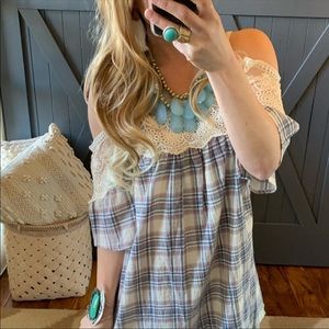 💋Clearout Sale💋 Boho Lace Cold Shoulder Dress